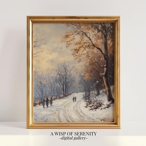Winter Landscape Black Forest Wall Art Print l  German Vintage PRINTABLE Painting l Rustic Country House Decor l Vertical Digital Download