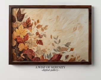 Fall Maple Leaves PRINTABLE Wall Art Print l Autumn Leaf Vintage Decor l Country Decor Farmhouse Wall Art l Horizontal Digital Download