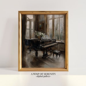 Vintage Piano Black PRINTABLE Wall Art l Neutral Color Vertical Artwork l Old Money Art l Bedroom Decor Art Print l Digital Download