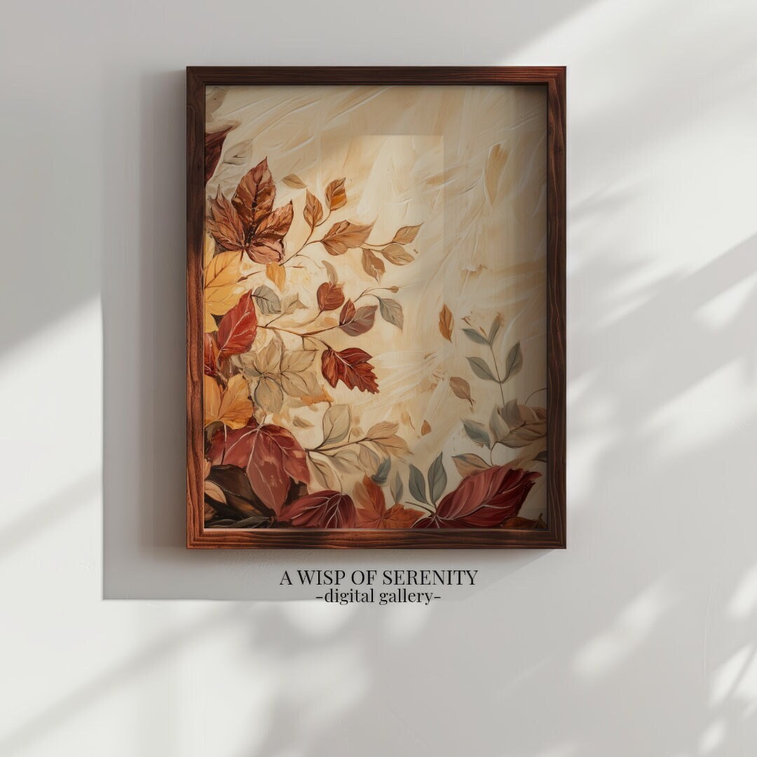 Fall Maple Leaves PRINTABLE Wall Art Print L Autumn Leaf Vintage Decor ...