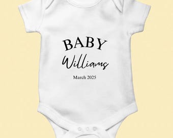 Baby Announcement Bodysuit for Newborn Custom One Piece for Baby Custom Name Bodysuit for Baby Baby Shower Gift for Newborn Gender Neutral