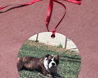 Adorno fotográfico personalizado de 2 caras, recuerdo navideño personalizado, adorno con foto personalizado, regalo único para Navidad, adorno con foto para mascotas y familiares