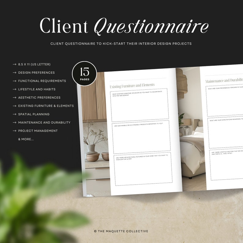 Interior Design Client Questionnaire. Interior Design Client Editable ...