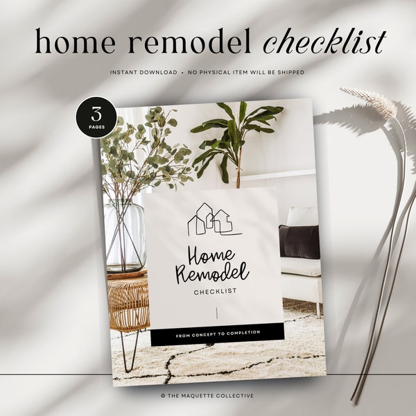 Home Remodel Checklist, Home Renovation Guide Printable, House Upgrade Checklist, Home Design Guide, INSTANT DOWNLOAD - MCHM21