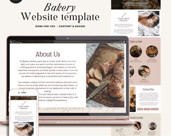 Bakery Website Template, Bakery Business Website, Canva Website Template For Bakeries, Canva Landing Page Template, INSTANT DOWNLOAD- MCBV14