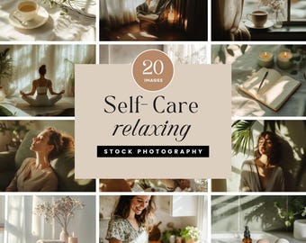 Fotografías de stock de relajación y autocuidado, fotografías de stock neutrales, imágenes de sitios web y redes sociales de atención plena digital, DESCARGA INSTANTÁNEA - MCEN45