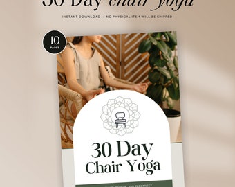 30 Day Chair Yoga, Wellness Activity Challenge, Chair Yoga for Seniors, Monthly Yoga Challenge Printable  - INSTANT DOWNLOAD - MCYG26