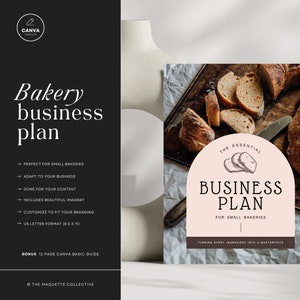 Modello di business plan per panetteria, business plan per piccole panetterie, business plan modificabile Canva, pasticceria rustica, DOWNLOAD IMMEDIATO - MCBV02