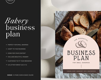 Bakery Business Plan Template, Business Plan For Small Bakeries, Editable Canva Business Plan, Rustic Pastry Shop, INSTANT DOWNLOAD - MCBV02
