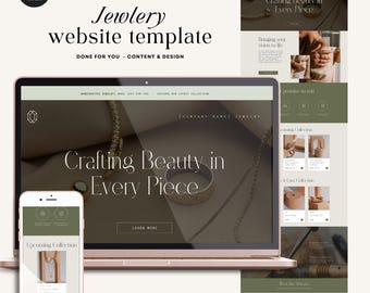 Canva Website Template Jewelry, Jewelry Business Website, Jewelry Canva Landing Page, Modern Sales Page Template, INSTANT DOWNLOAD, MCJE14