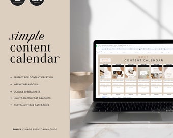Calendrier de contenu de médias sociaux pour Google Sheets, feuille de calcul de calendrier de contenu, modèle de graphiques Social Canva, TÉLÉCHARGEMENT IMMÉDIAT - MCEN51
