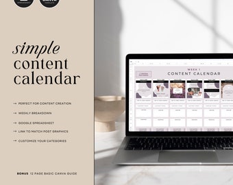Calendario de contenido de redes sociales para hojas de cálculo de Google, hoja de cálculo de calendario de contenido, plantilla de gráficos sociales de Canva, DESCARGA INSTANTÁNEA - MCEP51
