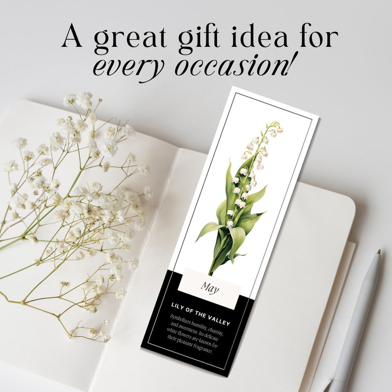 Birth Month Flower Printable Bookmarks, Monthly Birth Graphics PNG ...