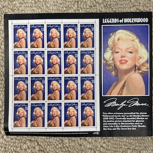 USPS NEW Mint  Rare Find Marilyn Monroe, 1995 Legends of Hollywood collectable stamps  stamp set of 20, .32 cent stamp