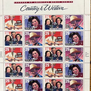 USPS NEW  1992 Country Western Legends of American Music collectable stamps  stamp set of 20 .29 cent stamp
