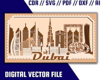 Pobierz plik wektorowy z warstwową panoramą Dubaju 3D — SVG, PDF, CDR i inne opcje pobierania