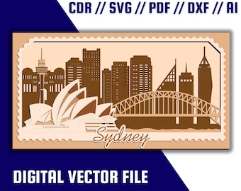 Pobierz plik wektorowy z warstwową panoramą Sydney 3D — SVG, PDF, CDR i inne opcje pobierania