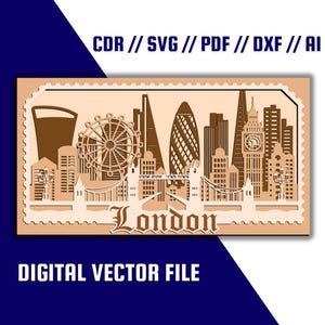 3D-Schichten London Skyline Vektordatei-Download - SVG, PDF, CDR und weitere Download-Optionen