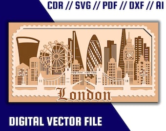 Pobierz plik wektorowy z warstwową panoramą Londynu 3D — SVG, PDF, CDR i inne opcje pobierania