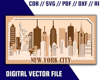 Pobierz plik wektorowy z warstwową panoramą Nowego Jorku w 3D — SVG, PDF, CDR i inne opcje pobierania