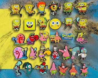 Divertente Meme SpongeBob Beechburg Croc Shoe Charm / Cartoon Sponge Squid Croc Jibbitz per Hole Slipper/Sandali/Clogs/Boggbag Charm Regalo per lei