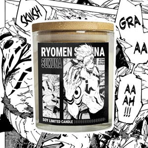 Jujutsu Kaisen Candle – Cursed Energy in a Jar | Anime-Inspired Soy Candle with Wooden Lid