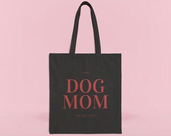 Cabas en toile DOG MOM Version Noir/Rouge