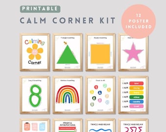 Digital Download, Calming Corner Poster Set: Coping Skills, Breathing Exercises, Classroom management