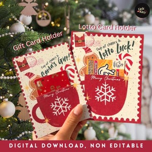 Porte-cartes à gratter de Noël en téléchargement numérique, carte à gratter de Noël, loto de Noël, loterie, surprise, cadeau de Noël, bonhomme en pain d'épice