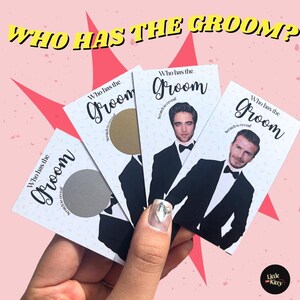 IMPRESO Juego de tarjetas para raspar ¿Quién tiene al novio?, Juego de despedida de soltera, Juego de despedida de pareja, Juego de despedida de soltera, Juego de celebridades