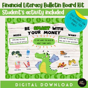 Financial Literacy Bulletin Board, Bulletin Board ideas, Classroom Decor Kit, Middle School High School Classroom