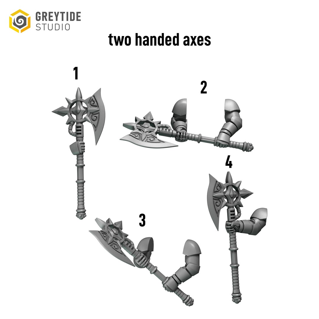 GREYTIDE STUDIO 3D Printed Two Handed Ax for Crimson Lords Perfect for Wargames & Miniature