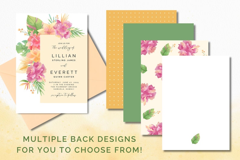 Hawaii Wedding Invitation Template, Printable Tropical Wedding Instant ...