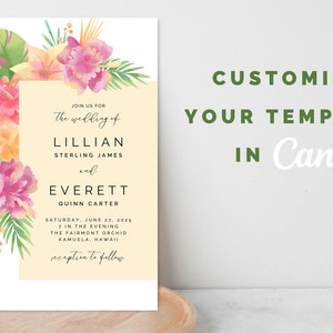 Hawaii Wedding Invitation Template, Printable Tropical Wedding Instant ...