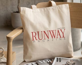 Borsa tote ispirata a Runway Magazine, borsa tote ispirata a Il diavolo veste Prada, borsa per amanti della moda, borsa tote minimalista firmata, borsa in tela in stile editoriale