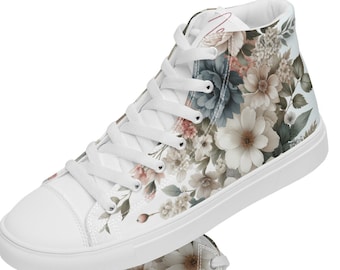 Bridal sneakers, Floral high top MRS. canvas bridal shoes for bride, wedding, bachelorette, engagement