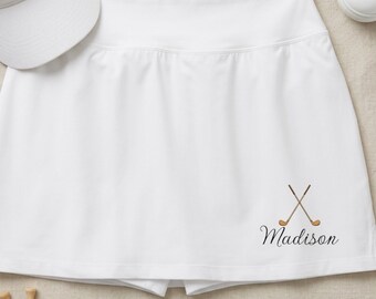 Personalisierter Golf Skort, Golf-Rock mit individuellem Namen, Monogramm Athletischer Rock, Adrettes Golf-Outfit, Golf Geschenk, Golf Bachelorette