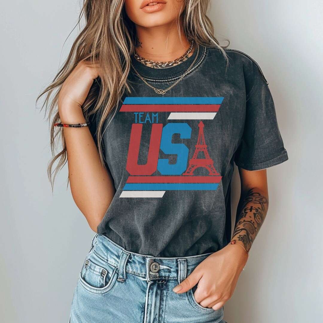 USA Paris 2024 U.S. Olympicsinspired Comfort Colors Tshirt, Red, White, and Blue America Shirt