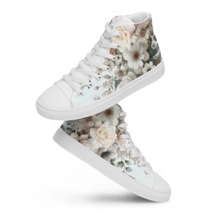 Bridal party sneakers, Floral high top canvas bridal shoes in muted neutrals for bridesmaid, wedding party, bachelorette, engagement