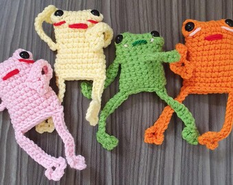 Crochet Frog Plush, Handmade Amigurumi, Pocket Emotional Support Toy + Gift Bag, Witch Familiar Frog, Magical Coven Companion Gift