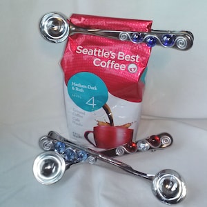 Coffee Scoop, Bag Clip, Coffee, Kitchen Gadget, Tea Scoop, gift for her, hostess gift, teacher gift, teacher appreciation