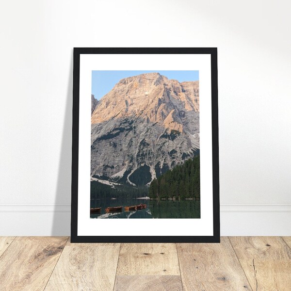 Lago De Braies | Italy | Dolomites Print | Mountain | Lake | Sunrise | Home Decor | Real Photography | Photographic print framed poster