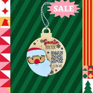 Santa tracker Christmas ornament. QR code real time Santa tracking.