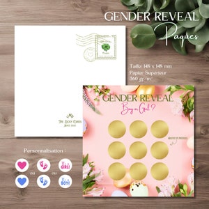 Pâques - Carte à gratter - Carte Gender Reveal - Gender Reveal - Révélation sexe - Garçon ou Fille  - Jeux - Morpions