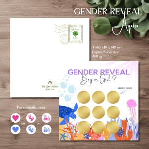 Marin - Carte à gratter - Carte Gender Reveal - Gender Reveal - Révélation sexe - Garçon ou Fille - Boy or Girl - Jeux - Morpions