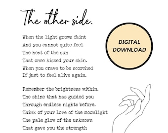 The other side printable poetry wall art, digital download home decor, poem prints