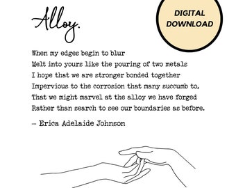 Alloy printable poetry wall art, digital download home decor, poem prints