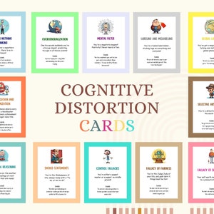 CGT-flashkaarten voor zelfhulptherapie: nutteloos denken, cognitieve vervorming, hulp bij depressie, trauma PTSS-werkbladen direct downloaden