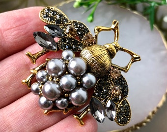 Broche abeille, épingle bourdon, accessoires animaux insecte style vintage, cadeau pour elle, cadeau fête des mères