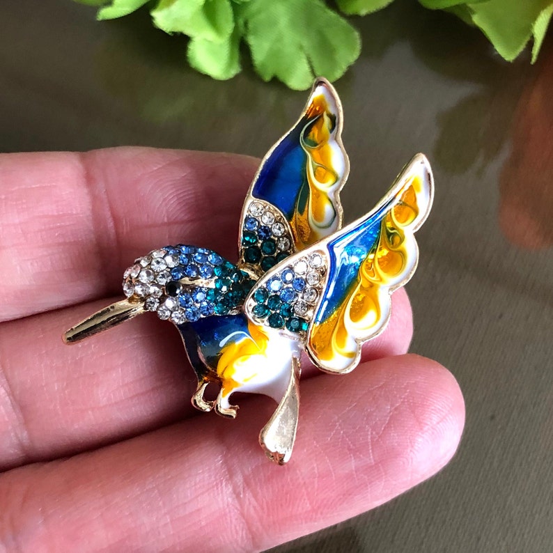 Kolibrie broche, kleine broche, kolibrie sieraden broche, vogel broche, kolibrie cadeau, kolibrie aanwezig afbeelding 3